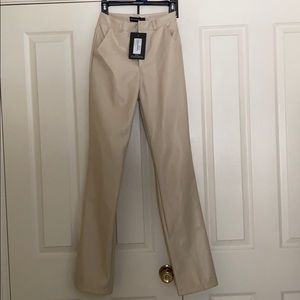 PrettyLittleThing Stone faux leather straight leg